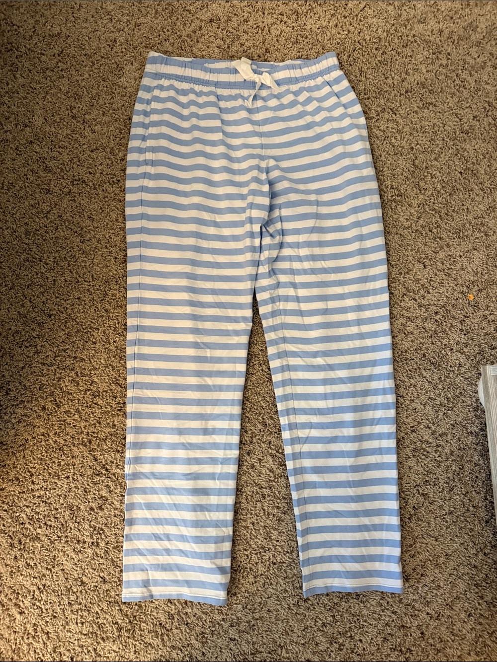 Lands’ End Women’s Blue and White Striped Pajama Pants